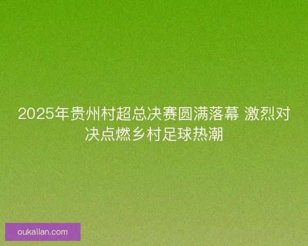2025年贵州村超总决赛圆满落幕 激烈对决点燃乡村足球热潮