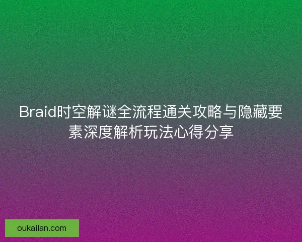 Braid时空解谜全流程通关攻略与隐藏要素深度解析玩法心得分享